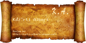 Kürti Albert névjegykártya